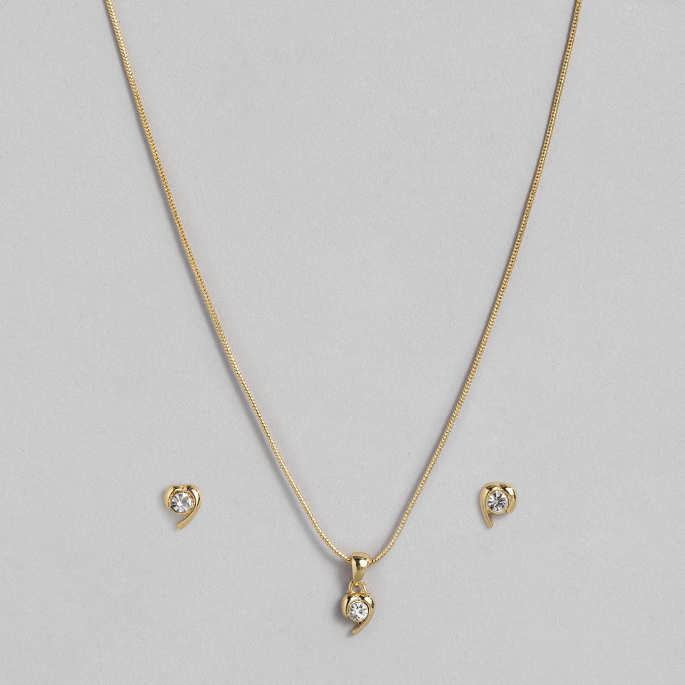24 KT Gold plated Pendant Set with American Diamonds for Women