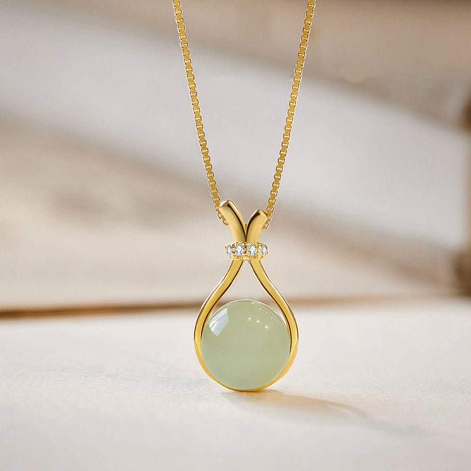 Lucky Potli Pendant Necklace (Green/White)