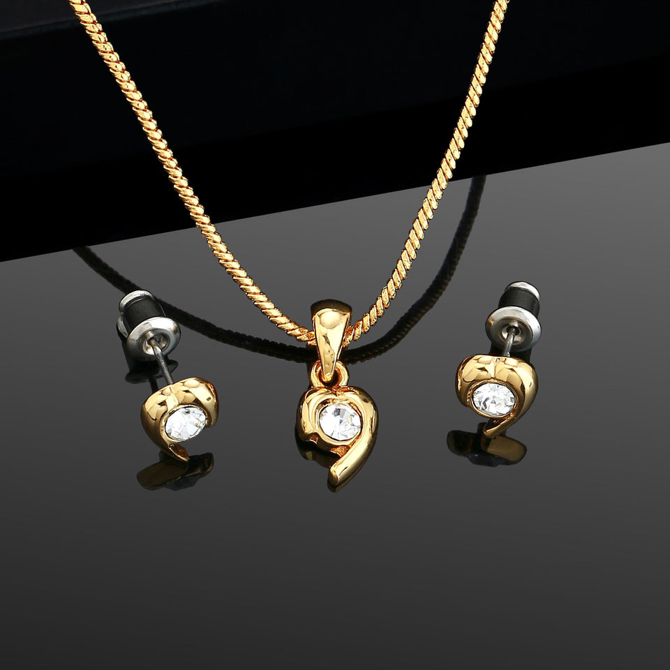 24 KT Gold plated Pendant Set with American Diamonds for Women