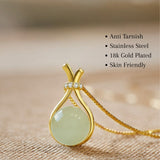 Lucky Potli Pendant Necklace (Green/White)