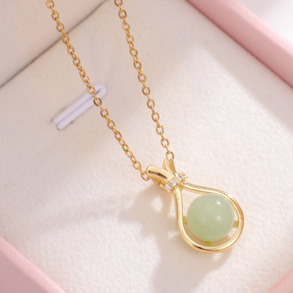 Lucky Potli Pendant Necklace (Green/White)