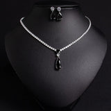 Classic Crystal Drop Shape Necklace Set with Drop Earrings – Elegant Fashion Jewelry for Women