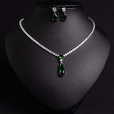 Classic Crystal Drop Shape Necklace Set with Drop Earrings – Elegant Fashion Jewelry for Women