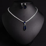 Classic Crystal Drop Shape Necklace Set with Drop Earrings – Elegant Fashion Jewelry for Women