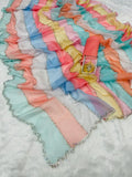 Multicolor Soft Organza Silk Designer Saree