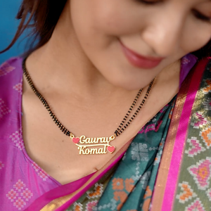 Double Red Heart Couple Name Necklace