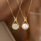 Lucky Potli Pendant Necklace (Green/White)