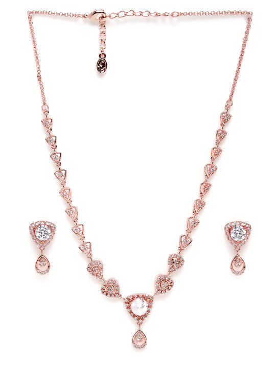 Rose Gold-Plated Cubic Zirconia Jewellery Set