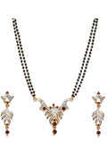 Gold Plated Leafy Designer Mangalsutra Set with Austrian Crystals for Women