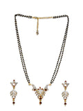 Gold Plated Leafy Designer Mangalsutra Set with Austrian Crystals for Women