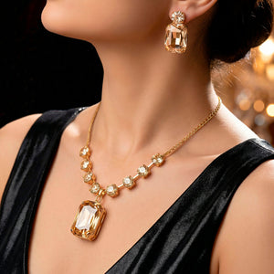 Necklace Anti-Tarnish Gold Plated Premium Crystal Set With Earrings