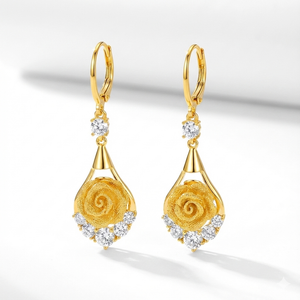 Golden Rose Drop Earrings