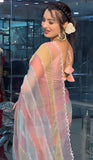 Multicolor Soft Organza Silk Designer Saree