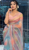 Multicolor Soft Organza Silk Designer Saree